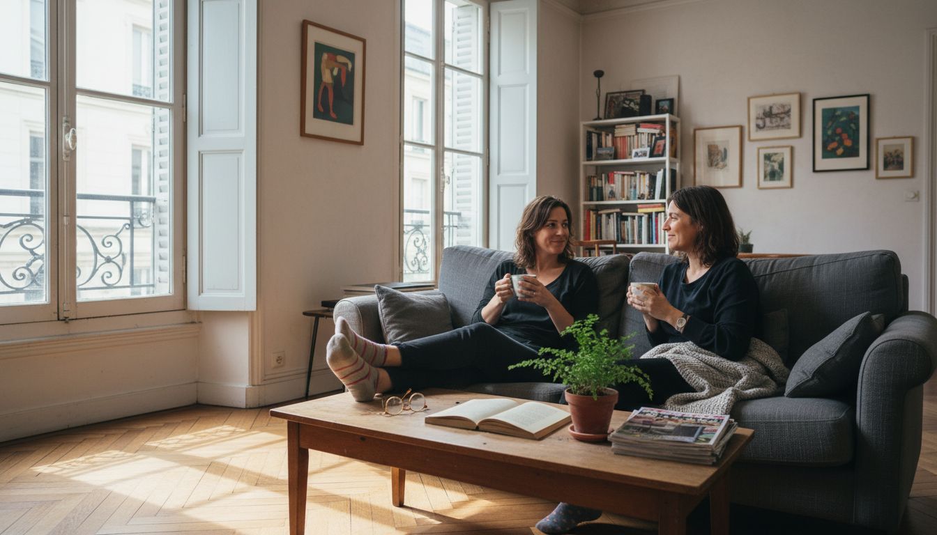 People discussing CBD in a cozy apartment
