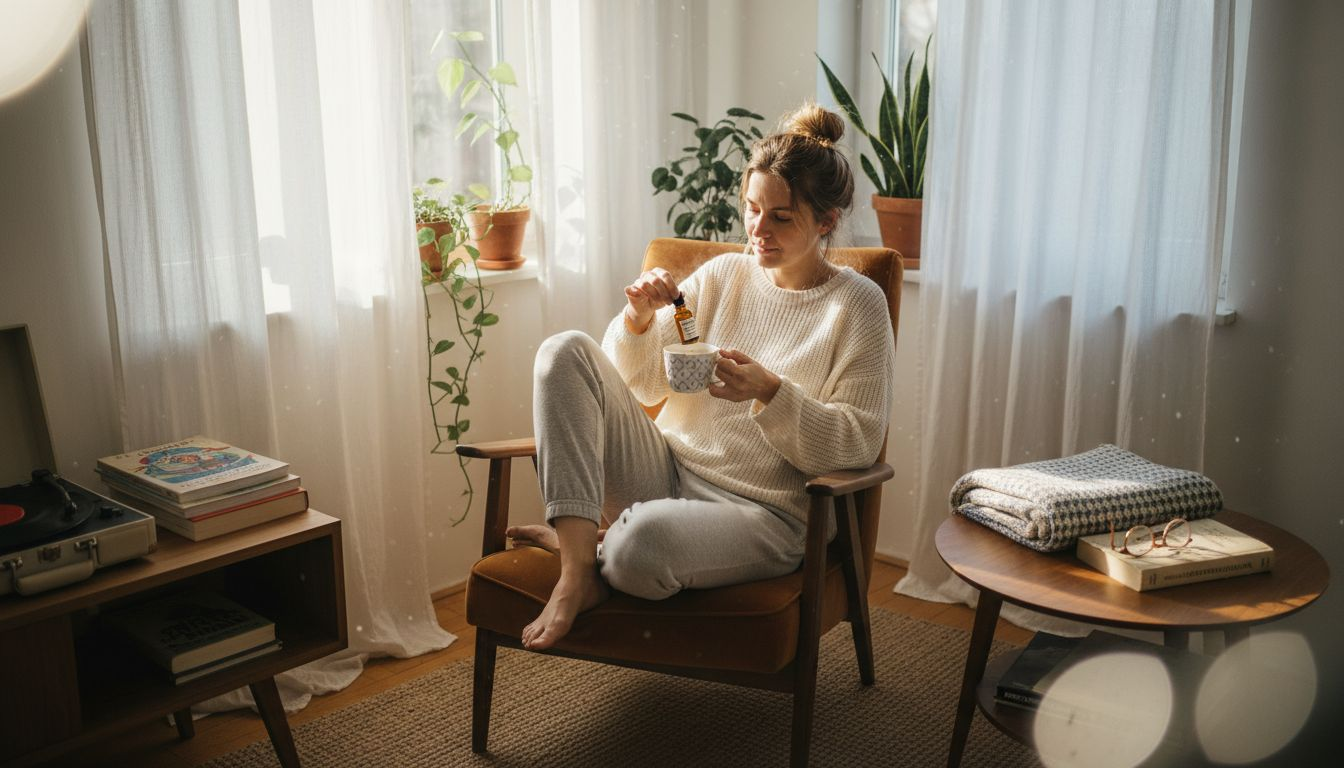 Žena se rozhodla zařadit do svého každodenního režimu péče o zdraví konopný olej s obsahem kanabinoidů.