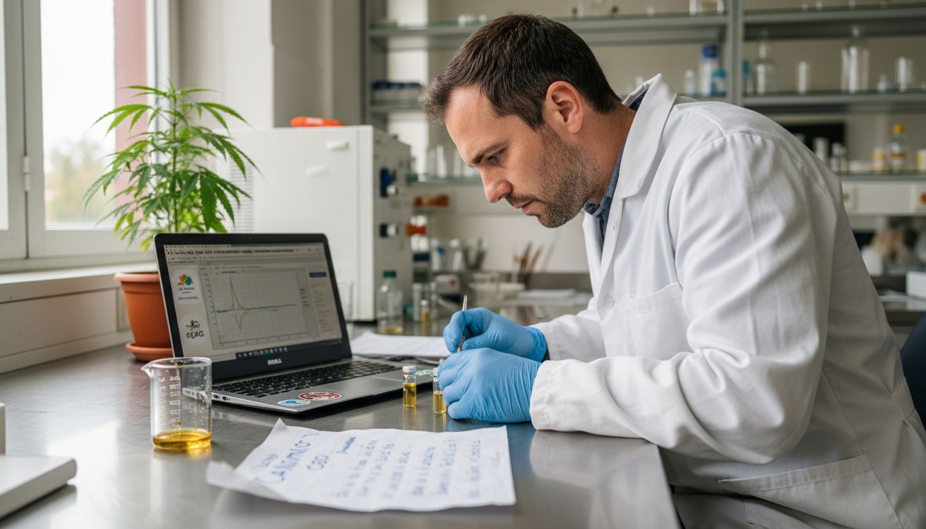 Un especialista analiza una muestra de cannabidiol en el laboratorio.