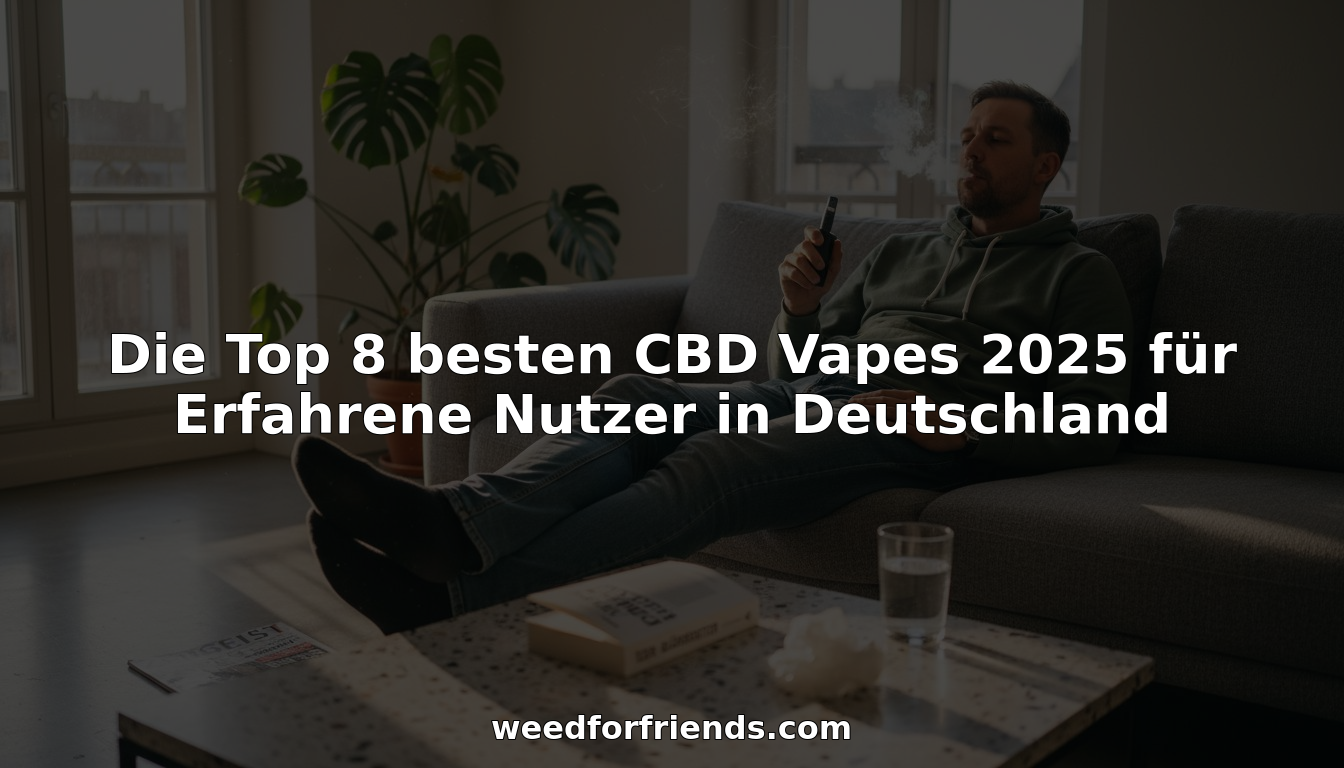 Ein Mann sitzt entspannt auf dem Sofa in seiner modernen Wohnung und genießt einen Zug von seinem CBD-Vape.