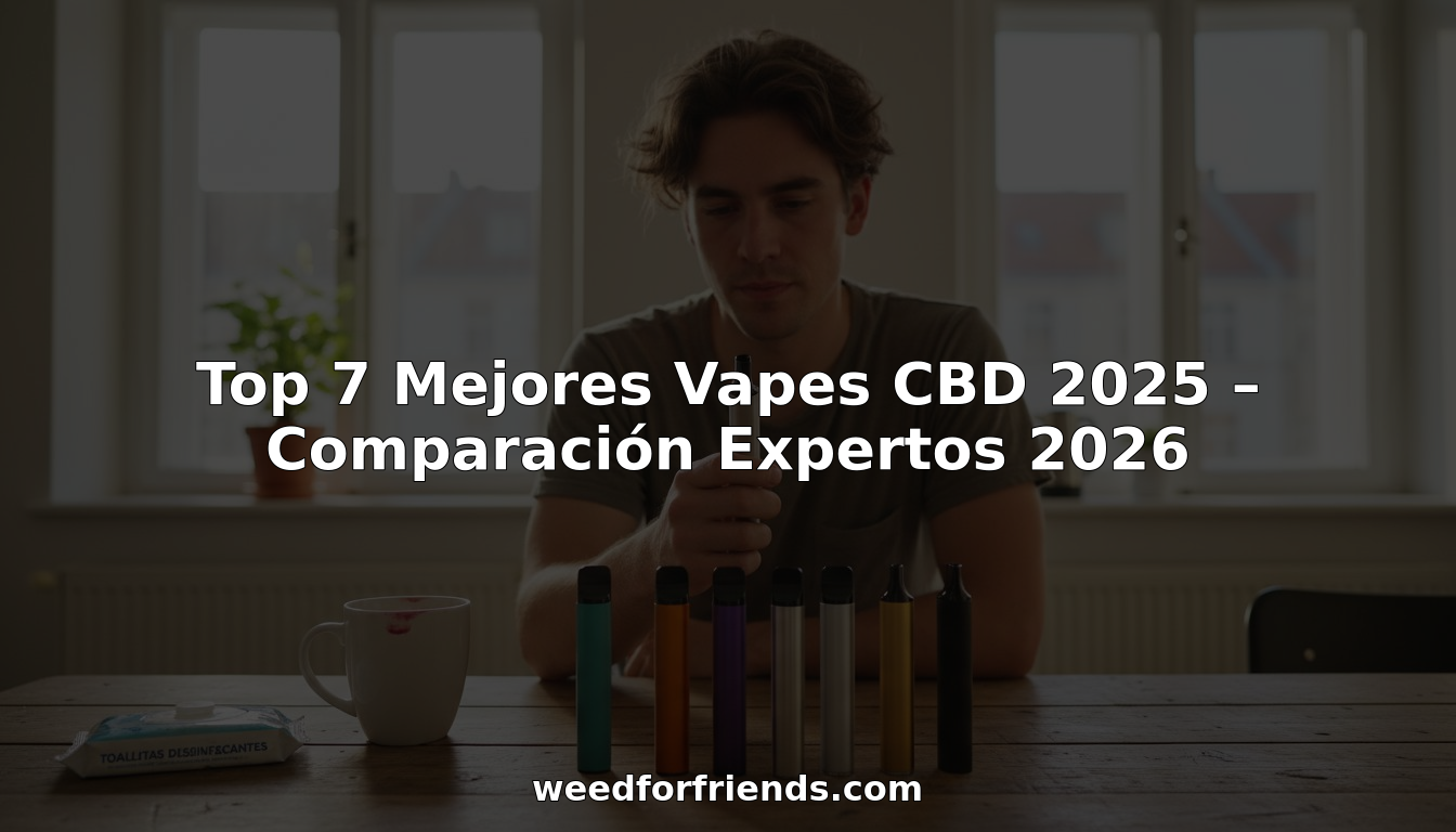 Una persona sentada en la mesa de la cocina compara diferentes vaporizadores de CBD, evaluando cuál se adapta mejor a sus necesidades.