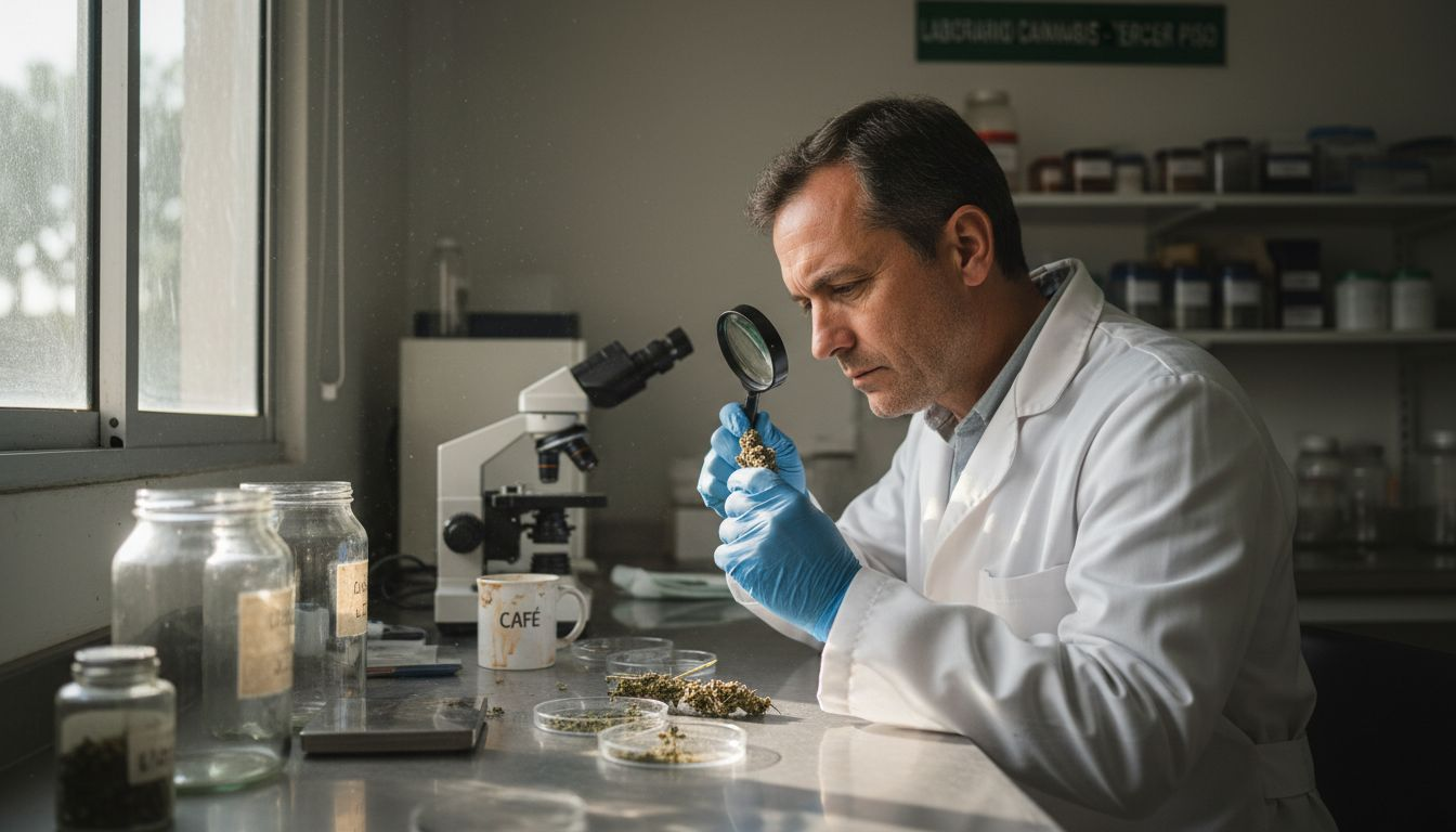 Un especialista lleva a cabo pruebas de cannabis en un laboratorio especializado.
