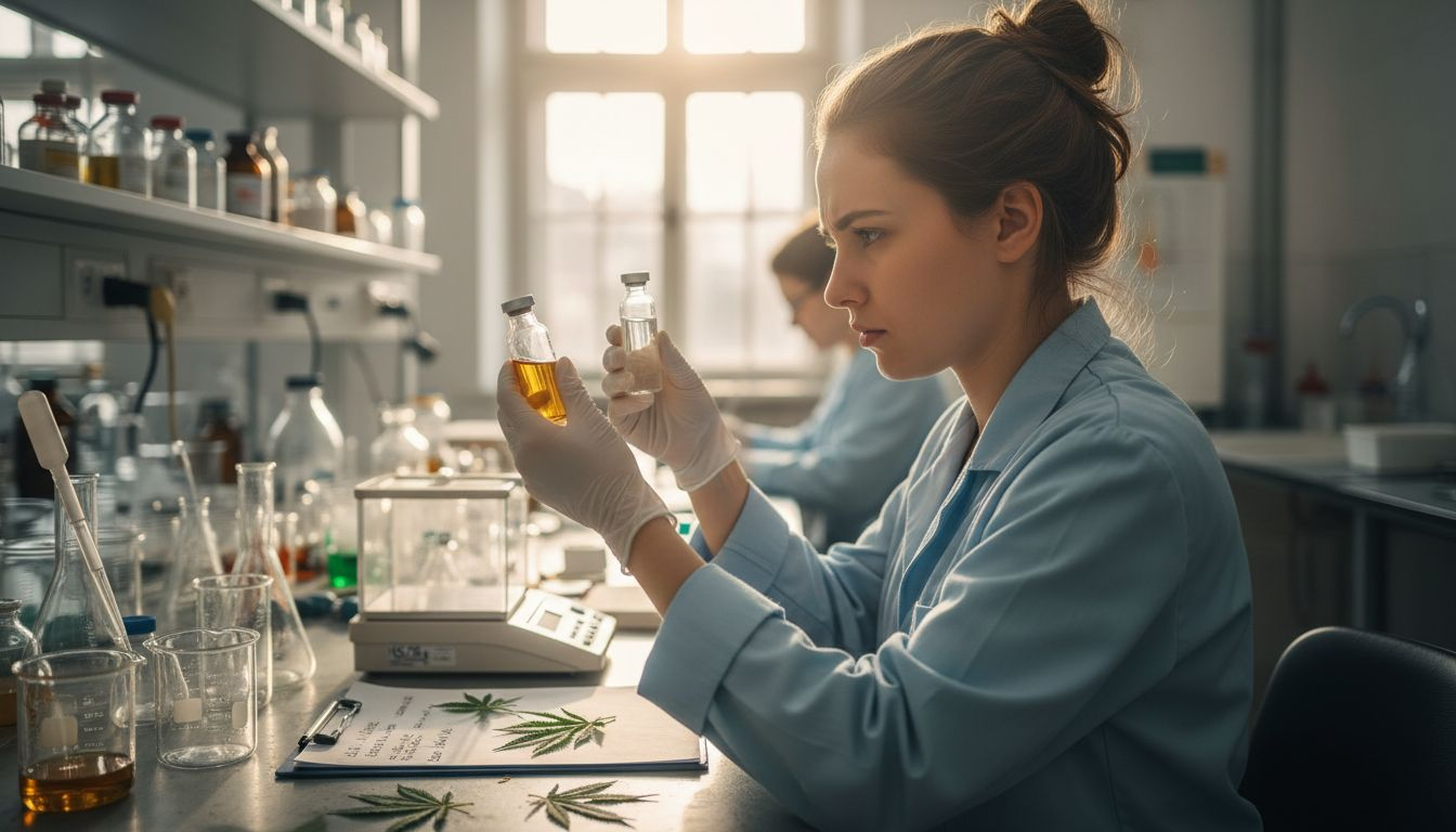 Laborant pečlivě zkoumá vzorky obsahující CBD i syntetické látky.