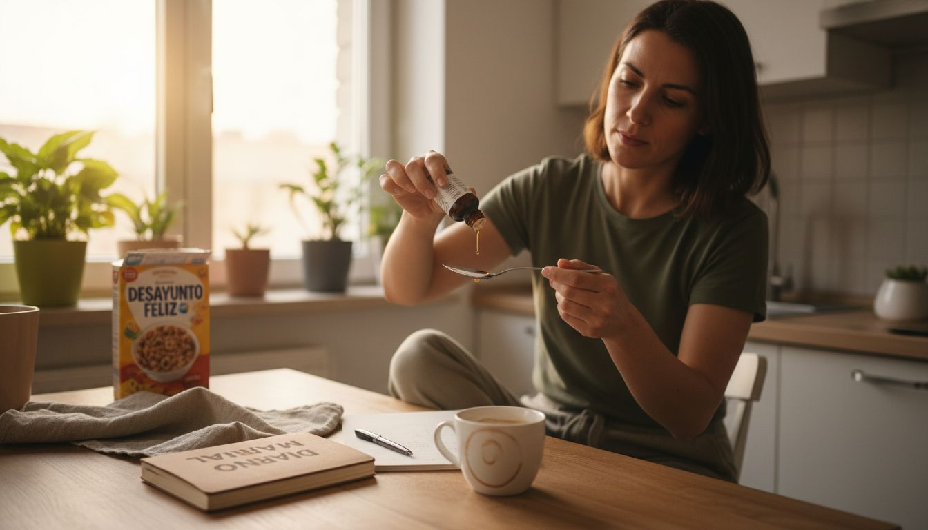 Una mujer prepara cuidadosamente una pequeña dosis de cannabinoides.