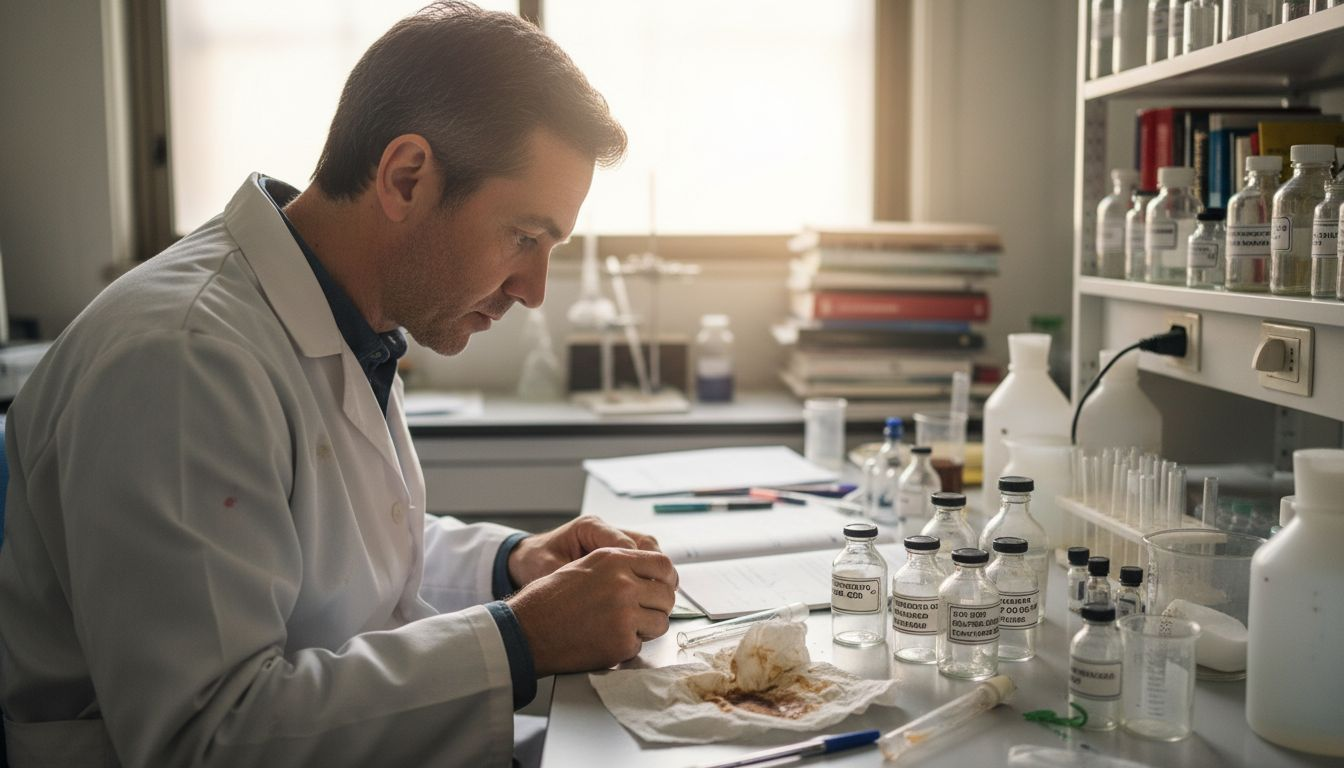 Un científico analiza muestras de cannabinoides en el laboratorio.