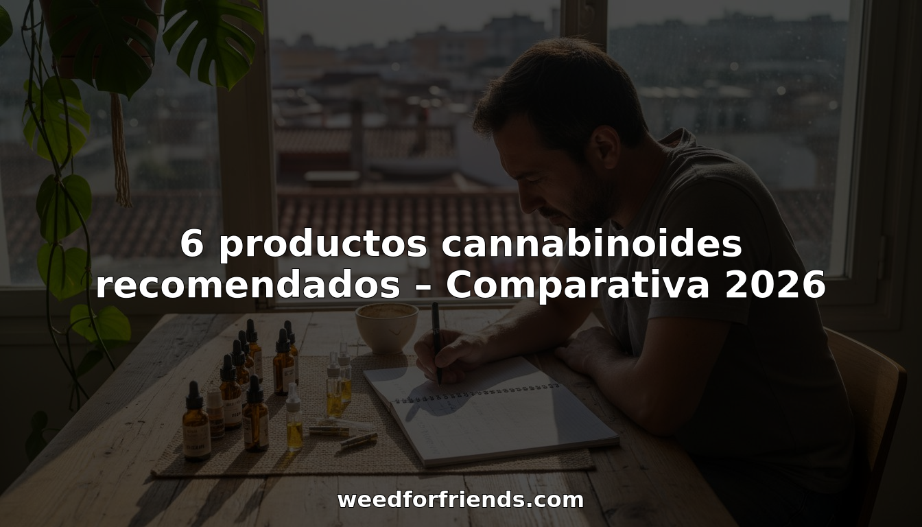 Un hombre revisa y compara diferentes productos con cannabinoides en la comodidad de su casa, analizando las opciones antes de decidir cuál probar.