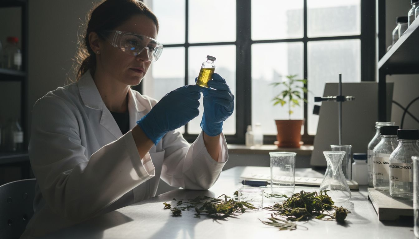 Una especialista realiza pruebas de laboratorio para estudiar un extracto de cannabis.