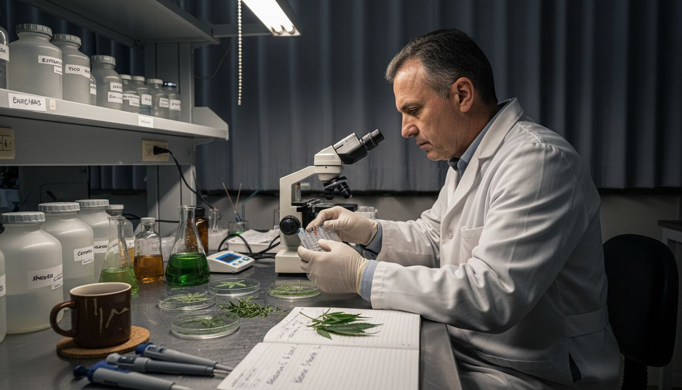 Un investigador estudia las muestras genéticas de la planta de cannabis.