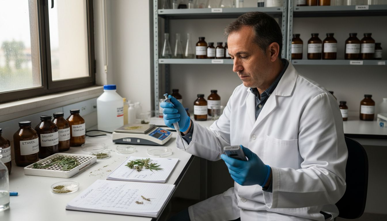 Un especialista realiza análisis de cannabinoides en un laboratorio ubicado en Alemania.
