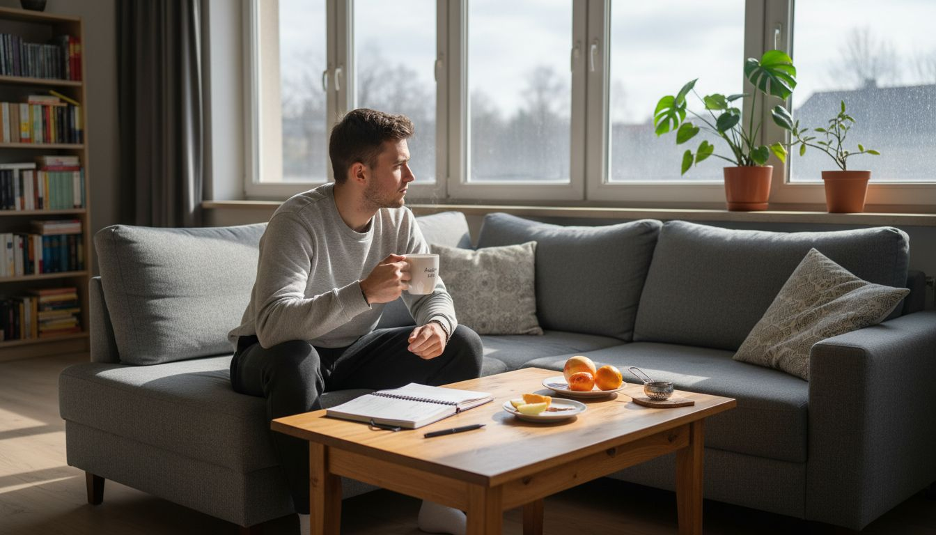 Mladík prožívá pauzu od THC v pohodlí domova
