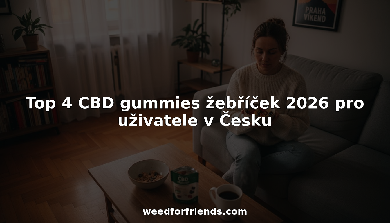 Žena si pochutnává na CBD gumových bonbonech v útulné atmosféře svého domova.